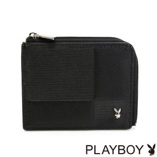 【PLAYBOY】L型零錢包 Stripe系列(黑色)