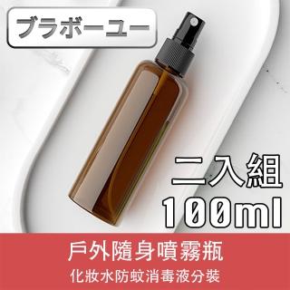 【百寶屋】戶外隨身化妝水防蚊消毒液分裝噴霧瓶(棕/100ml/2入)