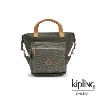 【KIPLING】沉穩質感綠雙側插扣手提後背兩用包-TSUKI S