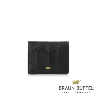 【BRAUN BUFFEL 德國小金牛】台灣總代理 美樂蒂 3卡兩折短夾-黑色(BF647-401-BK)