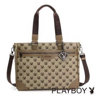 【PLAYBOY】托特包附長背帶  復刻摩登Hotshot系列(咖啡色)
