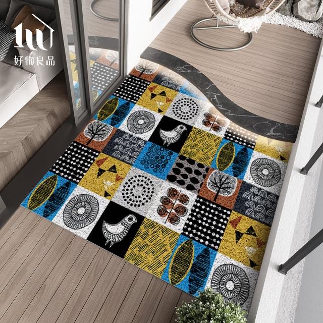 【好物良品】120x120cm_森林系可剪裁玄關絲圈刮泥地墊(防滑刮泥墊 腳踏墊 除塵墊 玄關地墊 絲圈地墊)