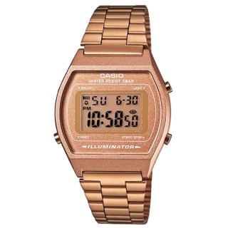 【CASIO 卡西歐】卡西歐復古鬧鈴電子鋼帶錶-古銅金(B640WC-5A  台灣公司貨)