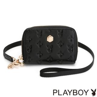 【PLAYBOY】零錢包附頸掛繩 Colorful Bunny系列(黑色)
