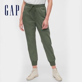 【GAP】女裝 活力亮色鬆緊編織休閒褲(630261-軍綠色)