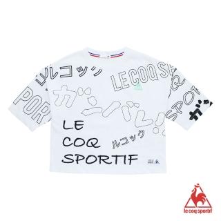 【LE COQ SPORTIF 公雞】短版寬鬆短袖T恤 女-白-LHL2211090