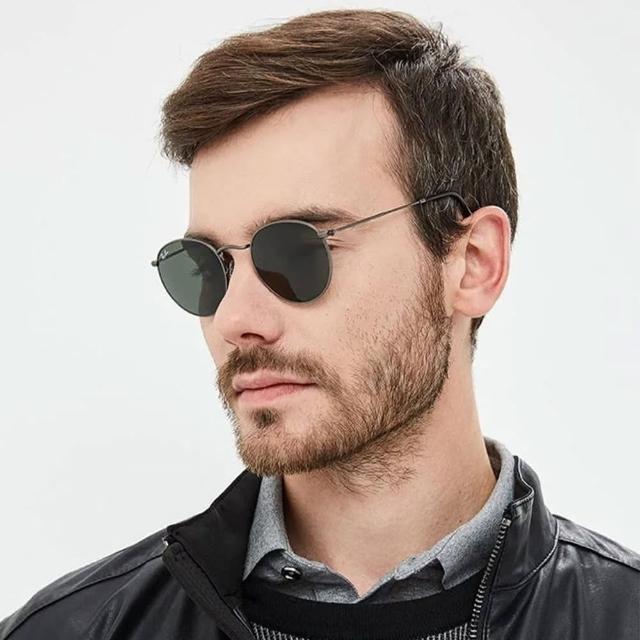 【RayBan 雷朋】時尚圓框款 太陽眼鏡(銀黑-墨綠#RB3447 029-53mm)