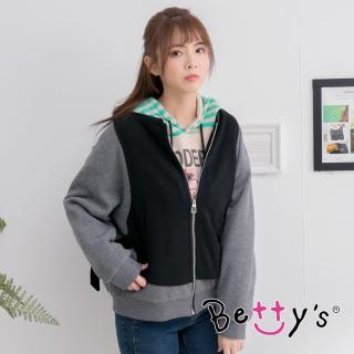 【betty’s 貝蒂思】率性拼布羅紋外套(黑色)