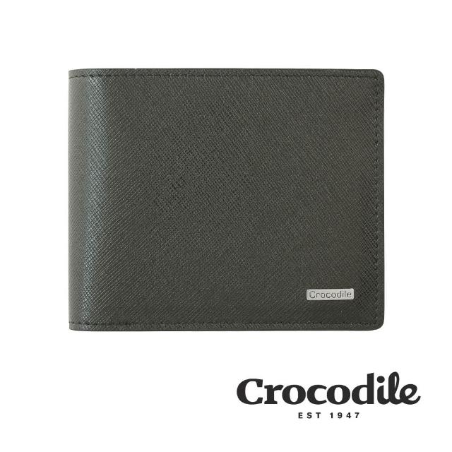 【Crocodile】鱷魚皮件 真皮短夾 Wind系列 6卡 零錢包 零錢袋 男夾 0103-59031-黑色