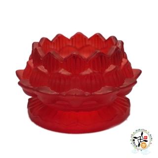 【十方佛教文物】紅琉璃蓮花燈座 贈送紅燭1個(平安財運順利)