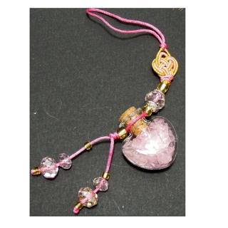 【十方佛教文物】心型粉晶聚寶瓶掛飾(平安財運順利)