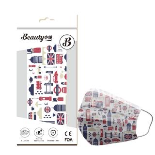 【Beauty小舖】印花3層防護口罩_英倫格調10入/盒(符合CNS 14774國家檢驗標準)