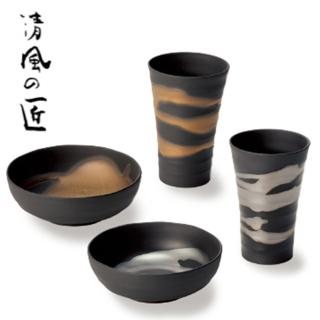 【AWASAKA】美濃燒 清風舘匠 田端繁道作 金銀流 2入 對杯小缽組(日本製 日本原裝進口陶器)