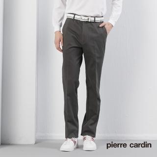 【pierre cardin 皮爾卡登】商務休閒 男款 直條印染平口休閒長褲-褐色(5207893-48)