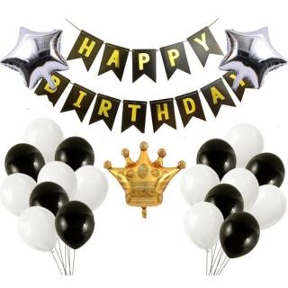 黑色魚尾掛旗生日套餐1組(生日 生日氣球  派對 生日派對)