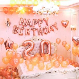 豪華玫瑰金生日氣球套餐1組-歲數自選(生日氣球 生日佈置 生日派對 派對氣球 氣球 鋁模氣球)