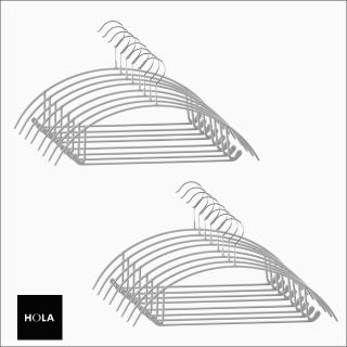【HOLA】組典雅無痕雙勾防滑衣架8入-灰色x2