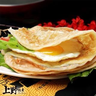 【上野物產】香脆不油膩  正宗台式千層九層塔味蔥抓餅 X3包(1350g土10%/10片/包)