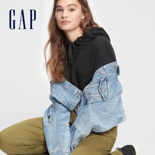【GAP】女裝 個性高腰寬鬆桶型休閒褲(617009-橄欖綠)