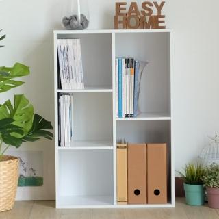 【EASY HOME】台灣製 -加厚五格直橫兩用收納櫃-白色(收納櫃 書櫃 日式書櫃 雜誌櫃 繪本櫃)