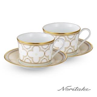 【NORITAKE】春頌淡黃金邊咖啡對杯(贈禮盒)