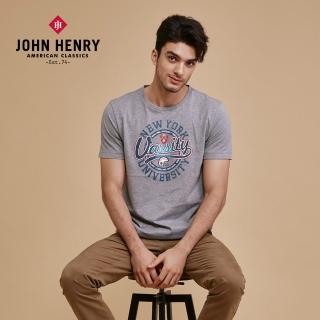 【JOHN HENRY】純棉紐約大學字母印花短袖T恤-灰