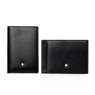 【MONTBLANC 萬寶龍】經典小牛皮系列 6卡鈔票錢夾+名片夾(二件組)