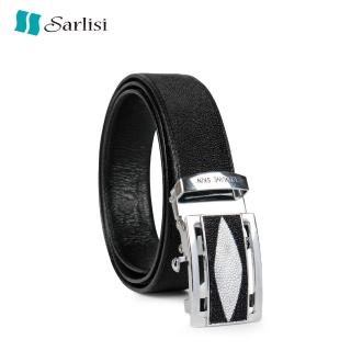 【Sarlisi】真皮珍珠魚皮皮帶自動扣腰帶男士正品高檔褲帶