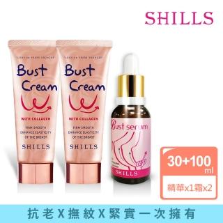 【SHILLS舒兒絲】緊致彈力美胸霜*2+山藥白高顆彈潤美胸精華*1(★全新包裝內容升級★)