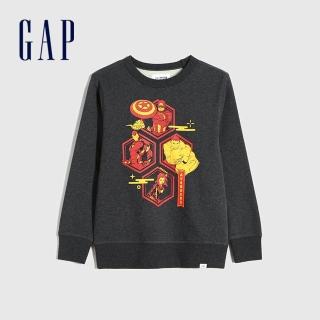 【GAP】男童 Gap x Marvel 漫威系列圓領休閒上衣(657565-煙灰色)