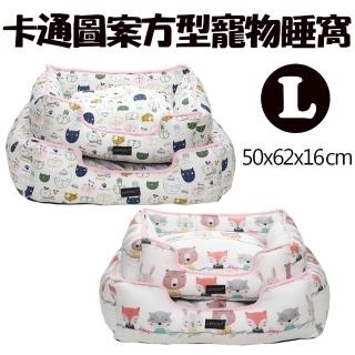 【IRIS】L號 寵物卡通方型睡窩/睡墊LFBK 一入(森林動物/貓咪)