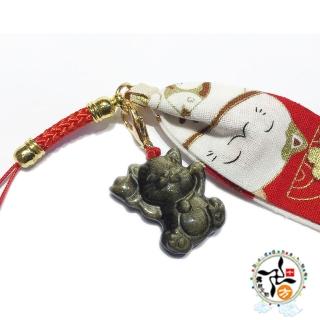【十方佛教文物】招財貓 金曜石御守掛飾(平安財運順利)