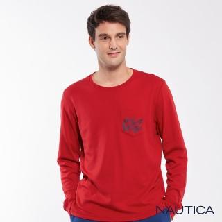 【NAUTICA】簡約小口袋圖騰長袖T恤(紅色)