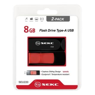 【SEKC】SEU220 8GB USB2.0 伸縮式隨身碟(2入組)