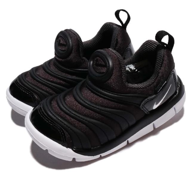 【NIKE 耐吉】慢跑鞋 Dynamo Free TD 兒童鞋 小童 運動 襪套 毛毛蟲 赤足 黑 白(343938-013)