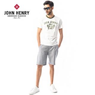 【JOHN HENRY】美式徽章印花短袖T恤-白