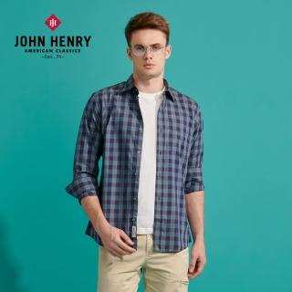 【JOHN HENRY】復古格紋長袖襯衫-綠