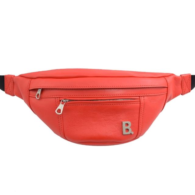 【Balenciaga 巴黎世家】金屬品牌字母B LOGO三用腰包胸口包(紅)