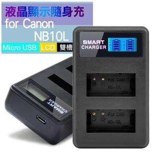 【YHO】液晶雙槽充電器for Canon NB-10L 一次充可兩顆電池