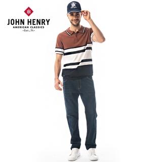 【JOHN HENRY】領圍線條設計復古配色針織上衣-咖