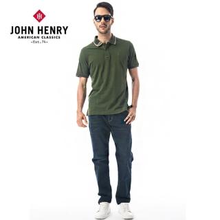 【JOHN HENRY】簡約領圍設計短袖POLO-綠