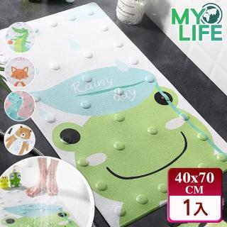 【MY LIFE 漫遊生活】強力吸盤動物浴室防滑地墊-40*70CM(防水地墊)