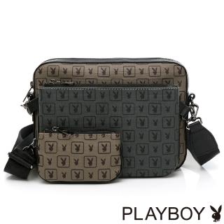 【PLAYBOY】三件組斜背包 UNION系列(咖啡色)