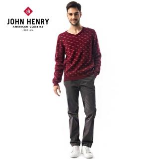 【JOHN HENRY】滿版幾何V領針織-紅