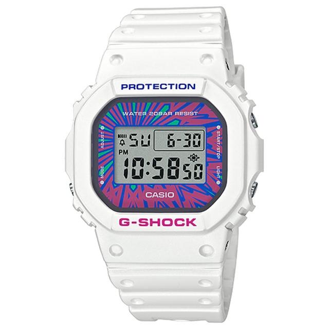 【CASIO 卡西歐】G-SHOCK 繽紛撞色手錶(白x多彩 DW-5600DN-7)