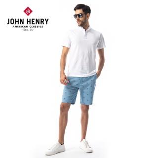 【JOHN HENRY】海軍船錨印花短褲-藍