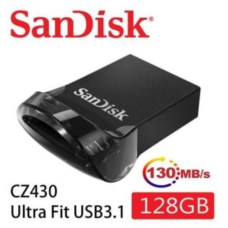 【SanDisk 晟碟】全新版128GB  Ultra Fit USB3.1 隨身碟 原廠平輸(原廠5年保固 130MB/s)