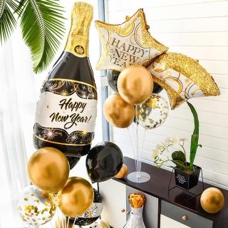 跨年 HAPPY NEW YEAR 香檳流星氣球桌飄套組1組(生日氣球 派對 氣球 跨年 新年 裝飾氣球)