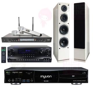 【音圓】點歌機4TB+擴大機+無線麥克風+喇叭(S-2001 N2-550+DW1+SR-928PRO+AS-168白色)