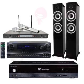 【金嗓】點歌機4TB+擴大機+無線麥克風+喇叭(CPX-900 A3+DW1+SR-928PRO+S-6601黑色)